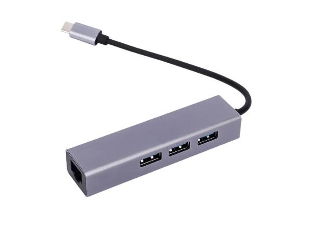 &u+  ADAPTADOR TIPO C A RJ45 ETHERNET + 3 USB (1293)